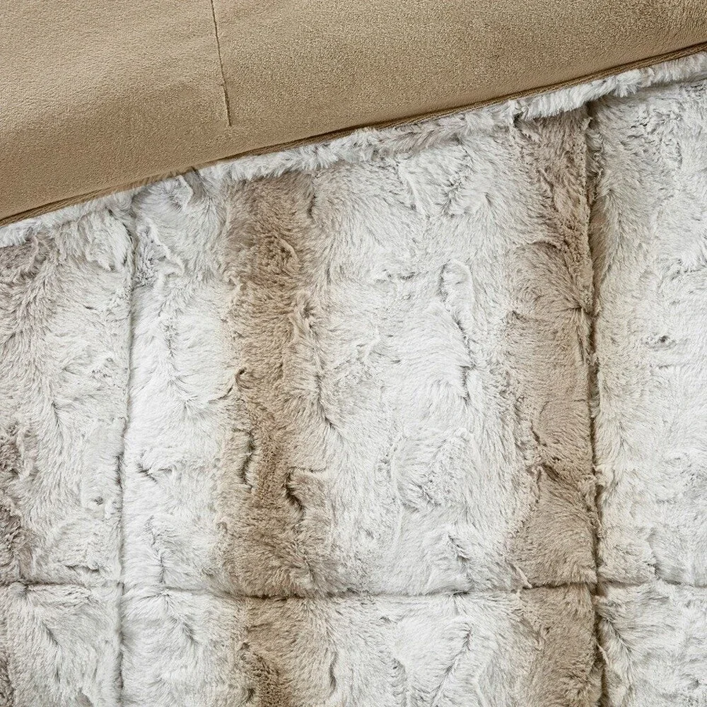 Madison Park Zuri MP10-4861 Comforter Set King Sand Striped Faux Fur 4-Pc BED73